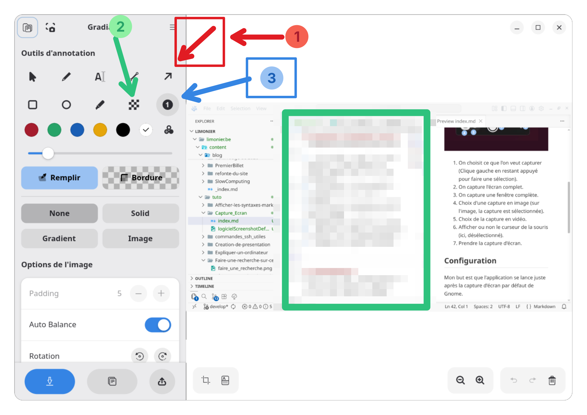 Capture d’écran de la fenêtre principale du logiciel Gradia.