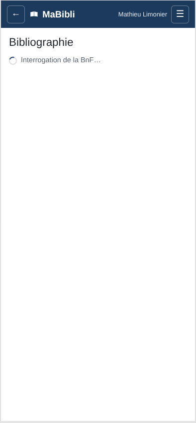 Version ordiphone: L’écran ‘ affiche un petit cercle qui tourne et le texte ‘.