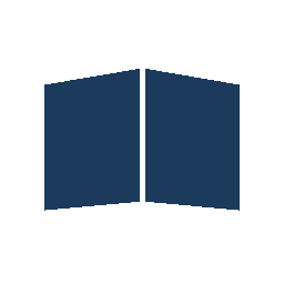 Un livre stylisé bleu et ouvert. Le logo de l'application.